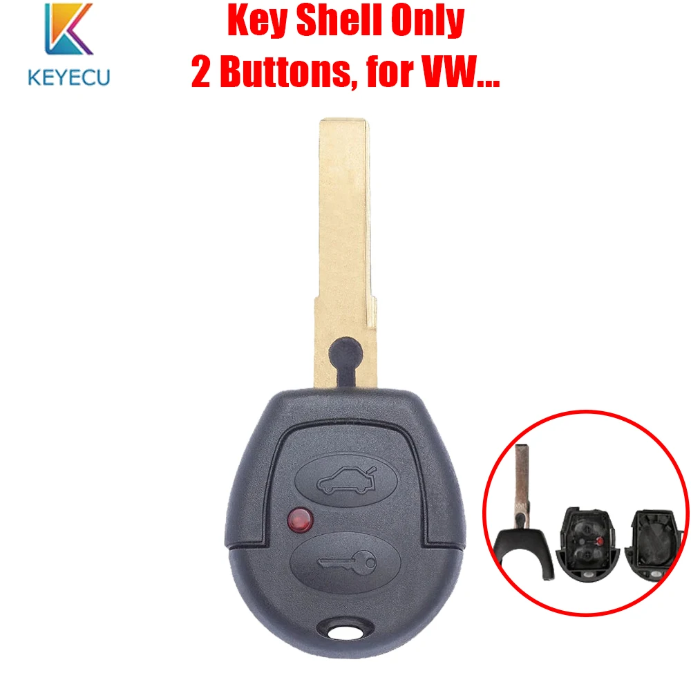 Keyecu 2 Button Uncut Blade Remote Key Shell Case Cover for VW Polo Golf Jetta Sharan for Seat Ibiza Leon Toledo Altea for Skoda