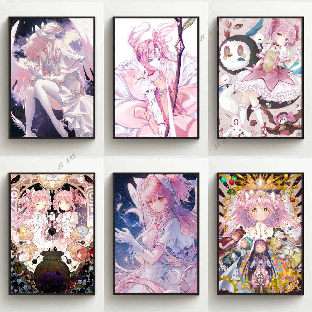 Wall Art Canvas Painting Puella Magi Madoka Magica Retro Nordic Poster Anime Prints Bedroom Wall Decor Pictures Kids Home Decor