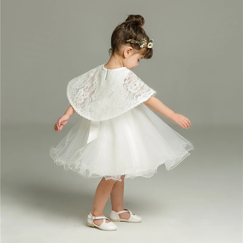 2024 New Summer 0-24M Infant Baby Girls White Lace Princess Dress Baptism Dresses Baby Birthday Wedding Party Evening Dress