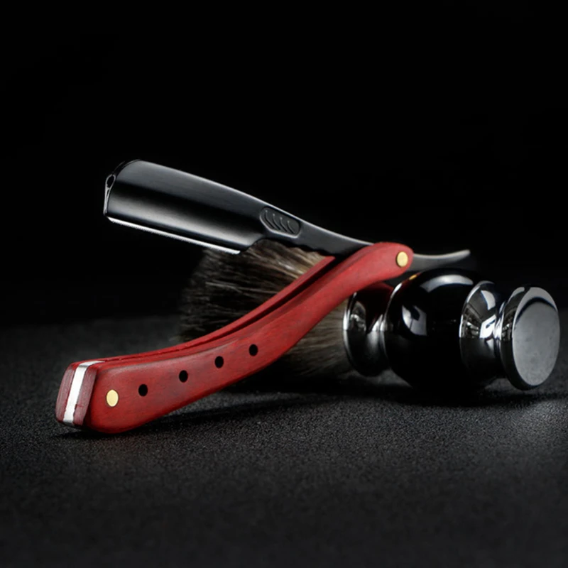 Color Wood Handle Zinc Alloy Feather Folding Razor Shaver Holder Manual Beard Haircut Razor for Men G0718