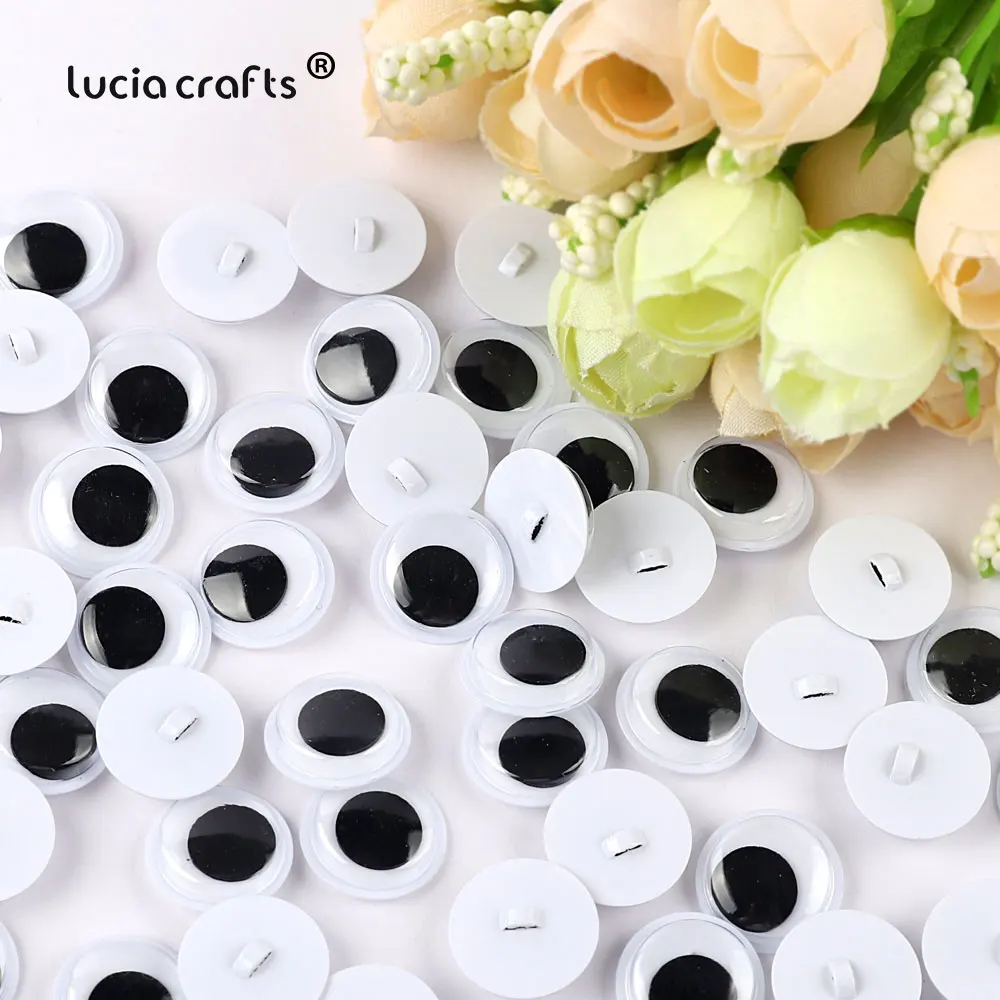 8-15mm 100pcs DIY Wiggly Sew On Googly Eyes Black White Simulation Animal Eyeball Kindergarten Children DIY Craft Q0605