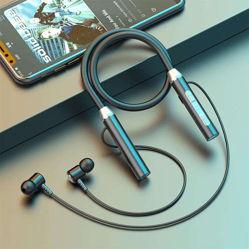 BT63 TWS Wireless Bluetooth Neckband Earphones Magnetic Sports Running Headset Sport Earbuds Noise Reduction Headphone TF Card