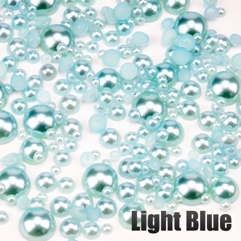 VDD 200g Großhandel, gemischte Größen 3-10mm, mehrfarbige ABS-Imitationsperlen, halbrunde Flachrückperlen für DIY-Handwerk, Nagelkunst-Dekorationen – Detail 14