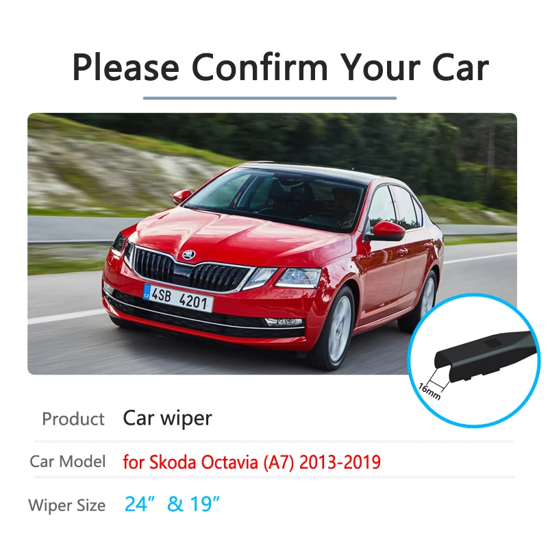 for Skoda Octavia A7 3 MK3 5E 2013~2019 2014 2015 2016 2017 Car Wiper Blades Front Windscreen Windshield Wipers Car Accessories