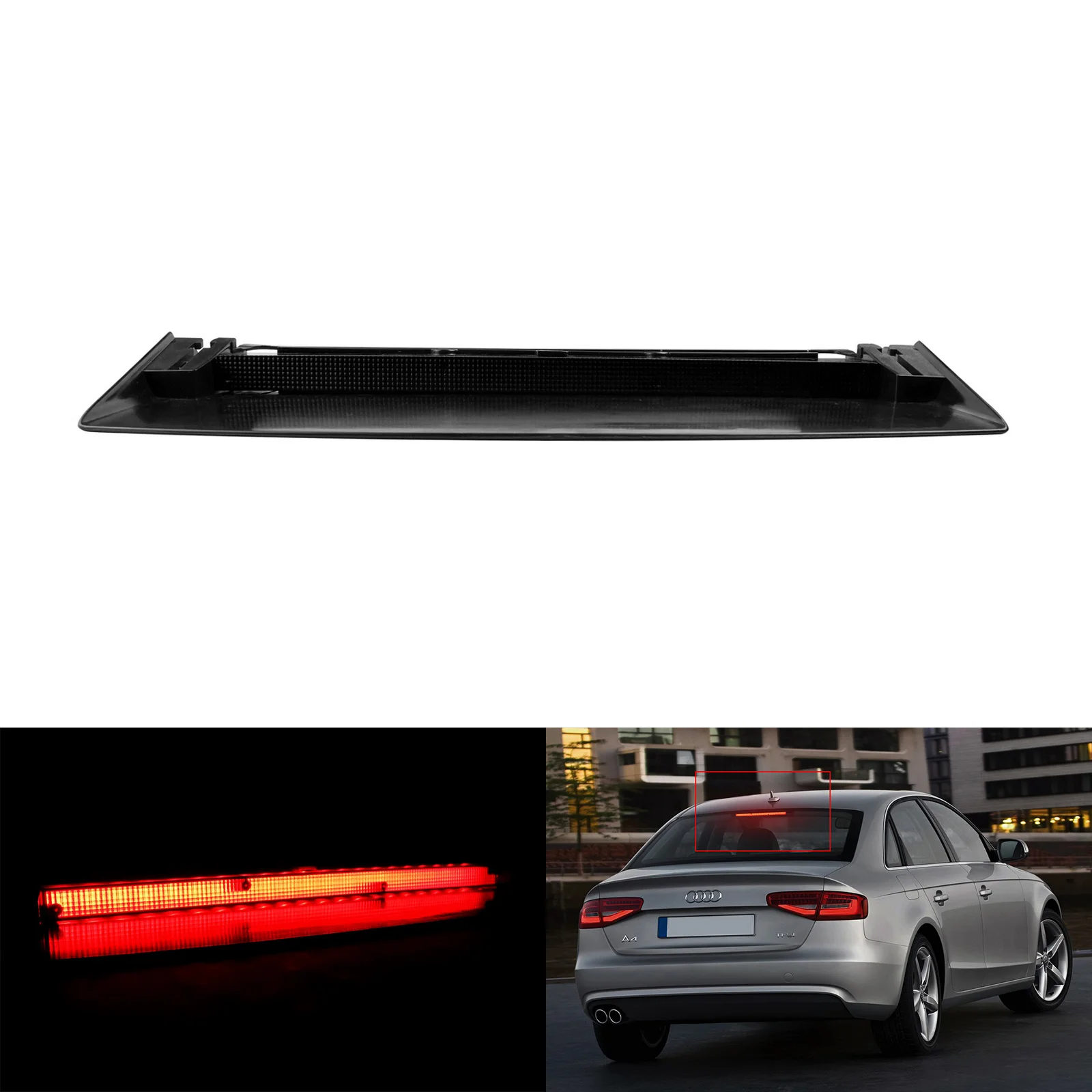 For Audi A4 S4 B8 Saloon 2007-2015 Red LED High Level Brake Stop Light Lamp Black Smoked Lens 