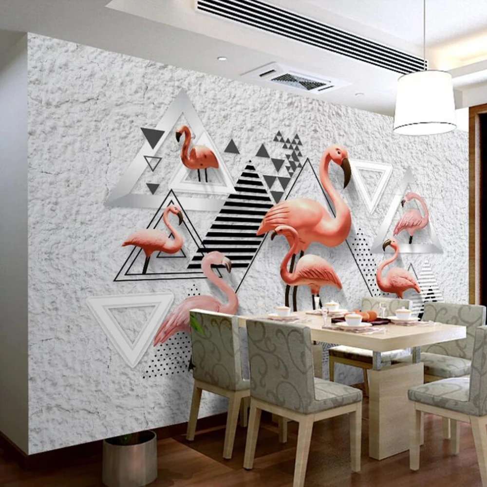 

Milofi custom 3D wallpaper mural Nordic 3D three-dimensional black and white flamingo background wall living room bedroom decora