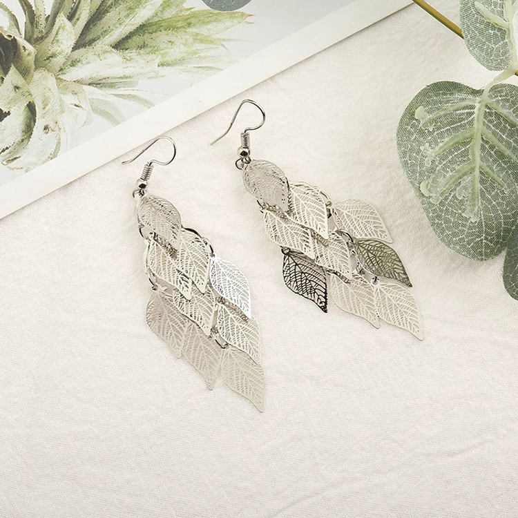 Vintage Hohle Blätter Tropfenohrringe für Frauen Böhmische Bunte Lange Hängeohrringe 2026 Modeschmuck Boucle Oreille Femme – Detail 10