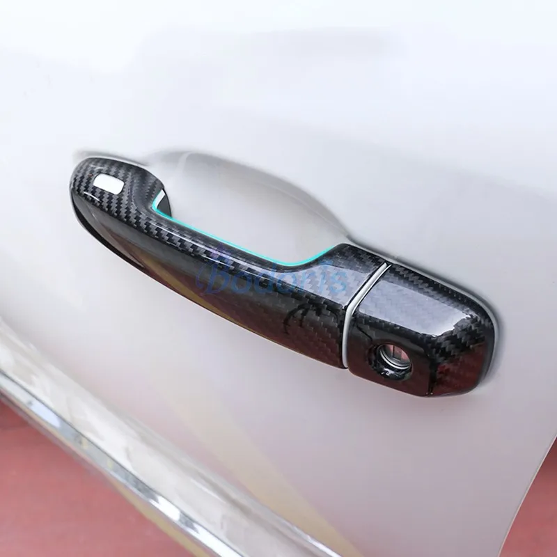 

Carbon Fiber Color Door Handle Cover Bowl Trim Panels Frame Kit 2016 2017 2018 2019 2020 For Toyota Land Cruiser 200 Accessories