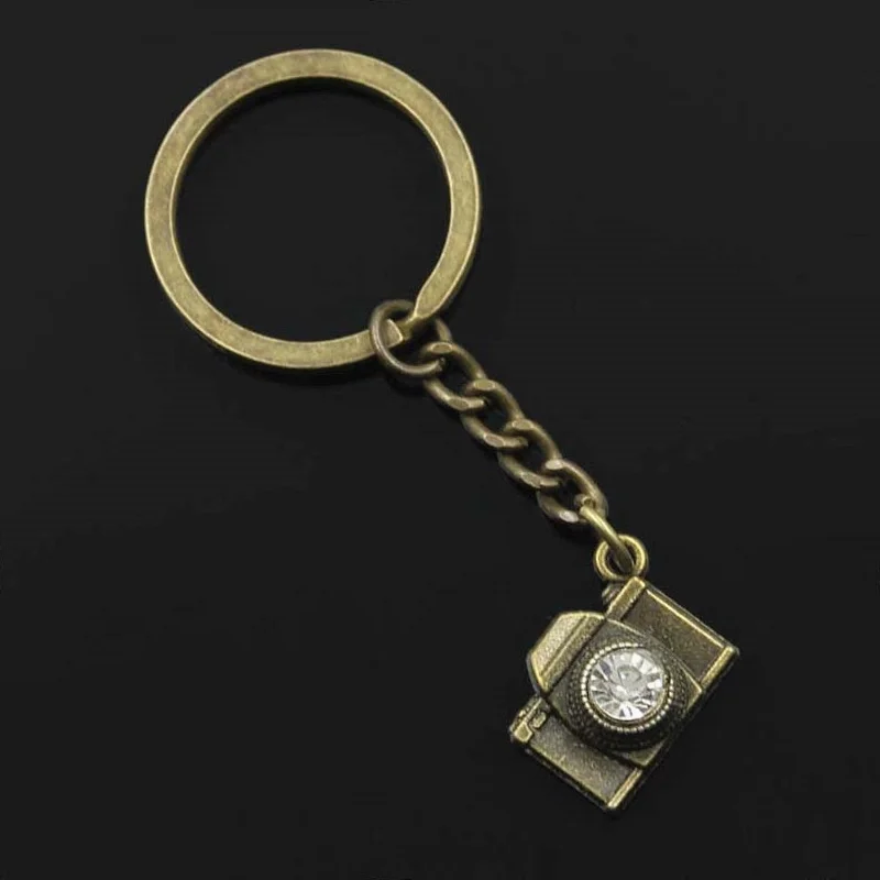 New Fashion Men 30mm Keychain DIY Metal Holder Chain Vintage Camera 20x16mm Silver Color Pendant Gift