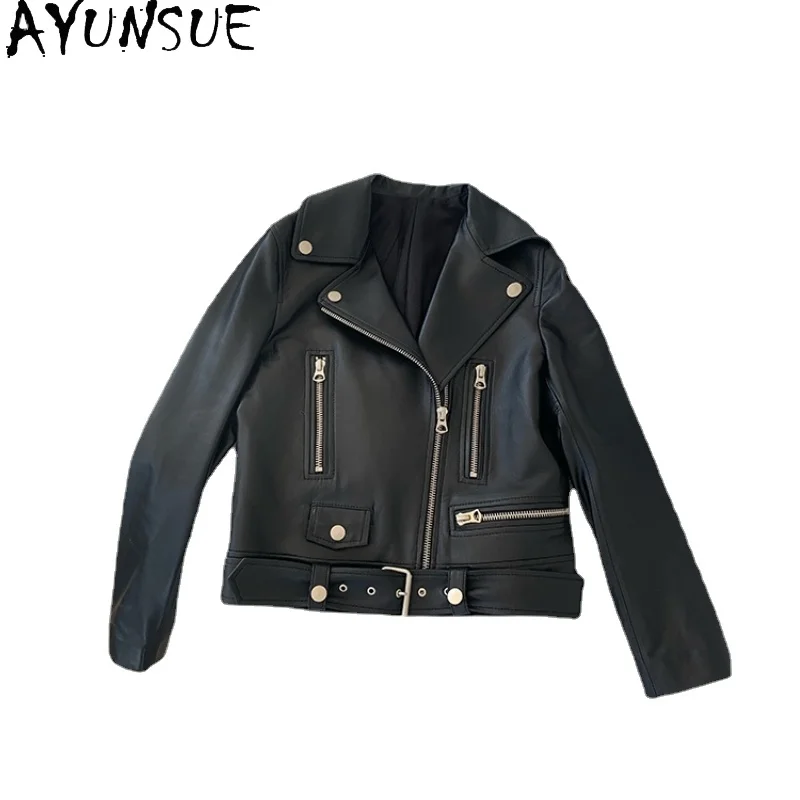 

AYUNSUE 2021 Genuine Leather Jacket Women Real Sheepskin Coats New Short Cool Autumn Jackets for Woman Veste En Cuir Femme SQQ19