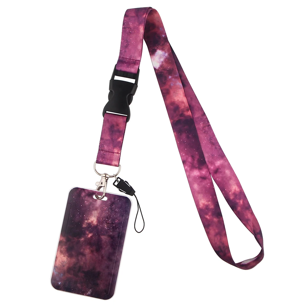 JF0128 Art Painting Starry Sky Card Cover Credit Card Badge Holder Lanyards Nurse Name Tag ID Badge Holder Card Holder