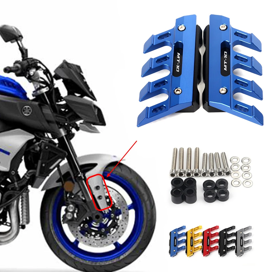 With Logo For Yamaha MT-10 mt10 Motorcycle CNC Aluminum mudguard side protection block front fender anti-fall slider Accessories