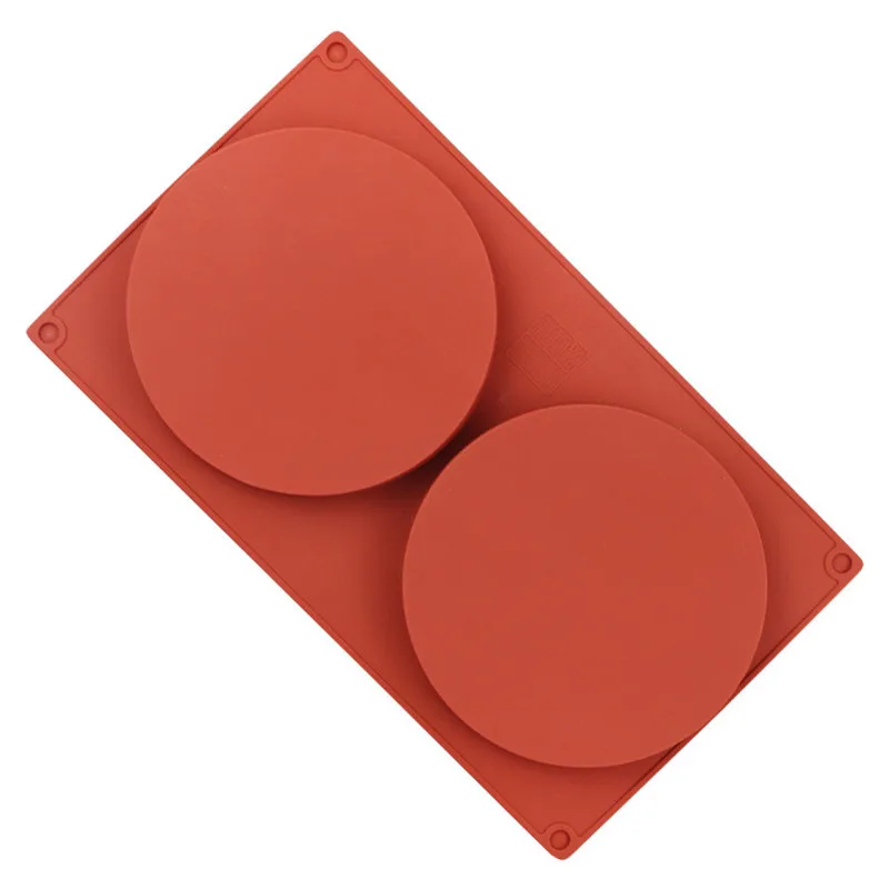 2 Cavity Flat Round Disc Silicone Mold Shallow Cylinder Cake Fondant Mould Chocolate Fondant Pan Mousse Baking Tray Tools