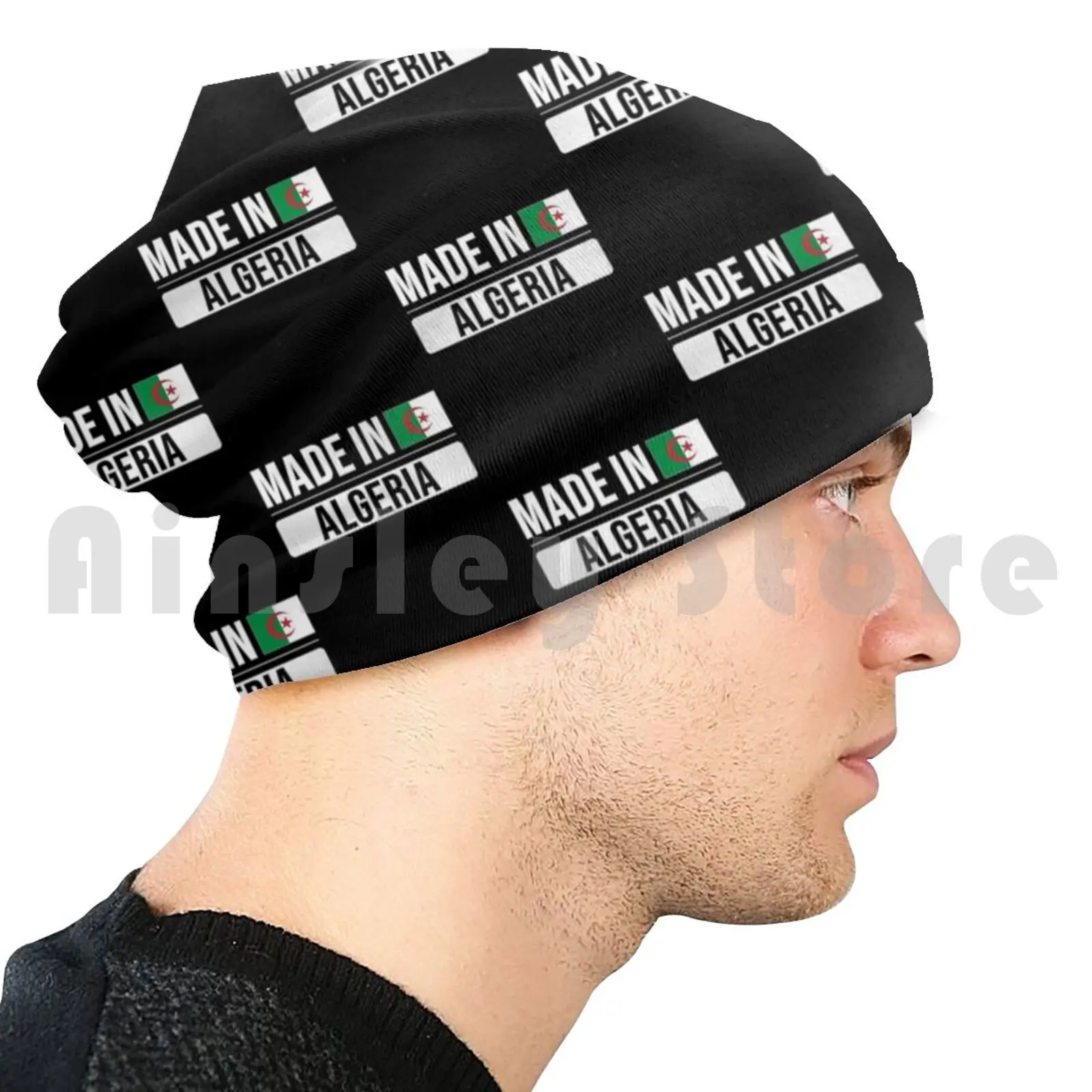 Made In Algeria Gift For Algerian Born In Algeria With The Algerian Flag Beanies Pullover Cap Comfortable Made In