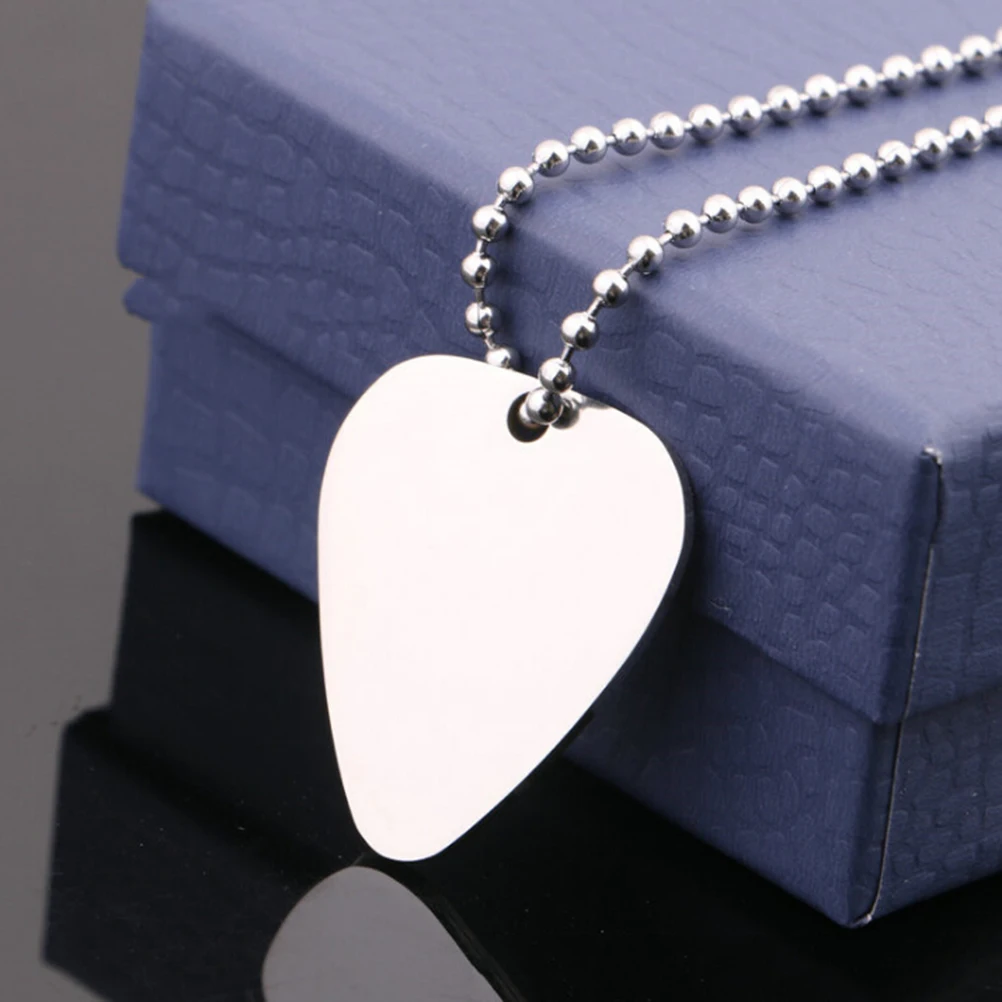 Metal Guitar Pick Necklace Stainless Steel Durable Stainless Steel Thin Mediator Pick With Chain For Guitarra Jewelry Pendant