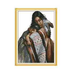 Mother and daughter cross stitch kit aida 14ct 11ct count print canvas stitches embroidery DIY handmade