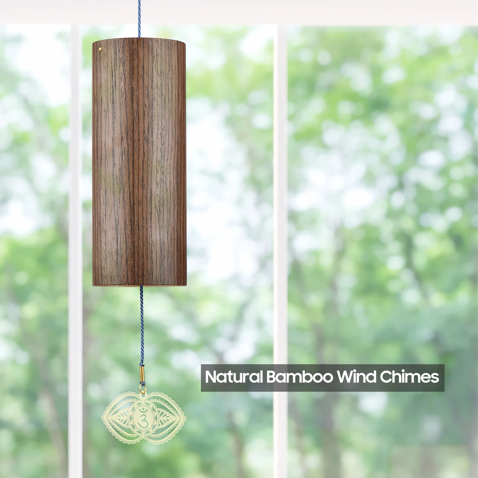 Chakra Chimes Natural Bamboo Wind Chime Meditation Chord Windbell for Outdoor Garden Patio Home Decoration Meditation Relaxation