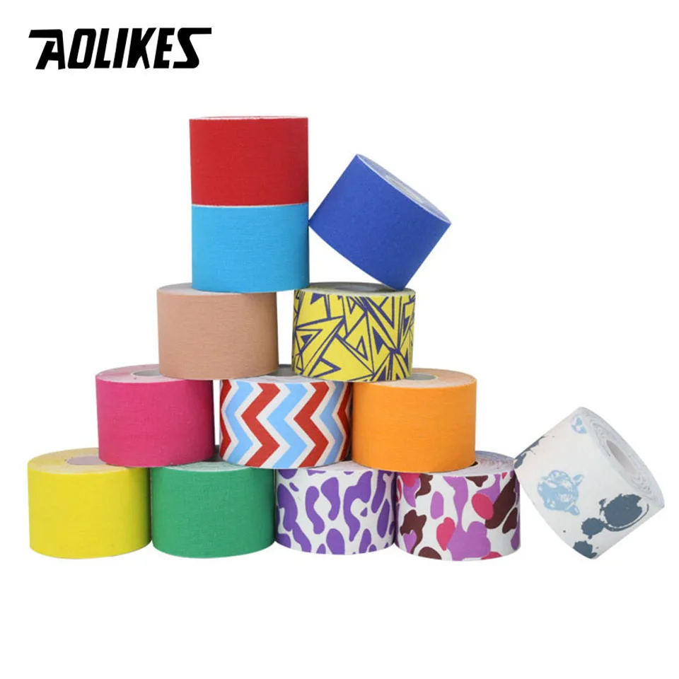 AOLIKES Colourful Elastic Cotton Athletic Kinesiology Tape Sports Knee Shoulder Muscle Protector Recovery Pain Relief Bandage