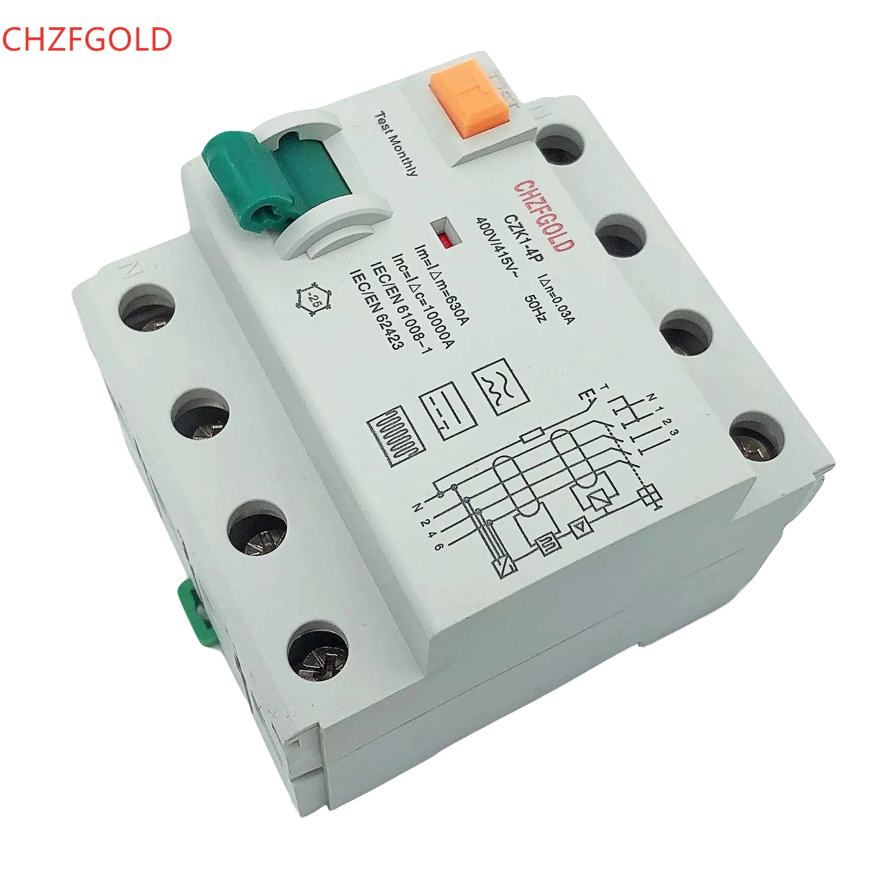 Electromechanic Residual Current Circuit Breaker Differential Breaker Safety Switch 2P 16A 63A 10mA 30mA 100mA 6KA RCCB RCD230V