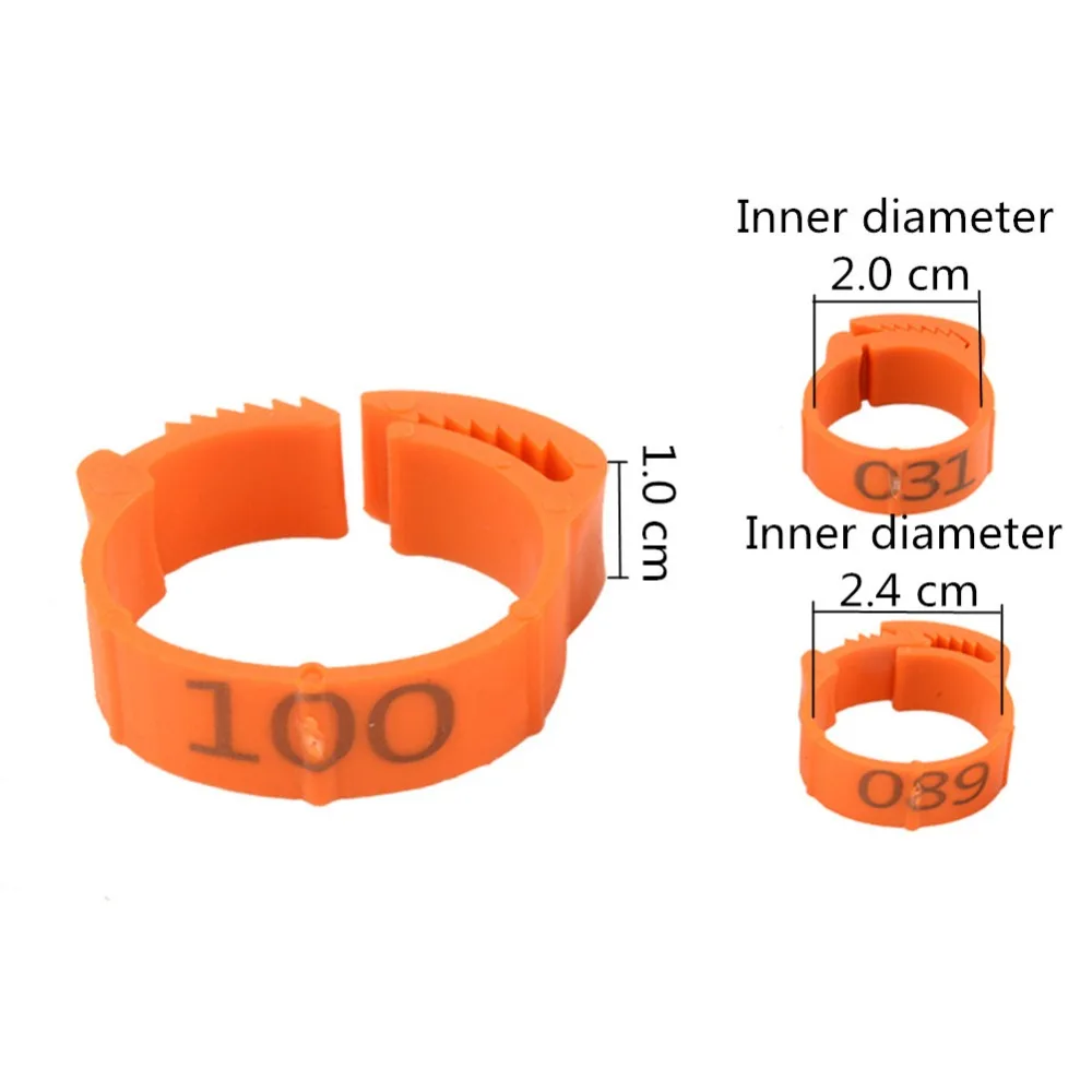 100PCS Chicken Foot Ring Adjustable Size Poultry Leg Digital Label Buckle Ring 6 Colors Plastic Chick Duck Goose Farm Equipment