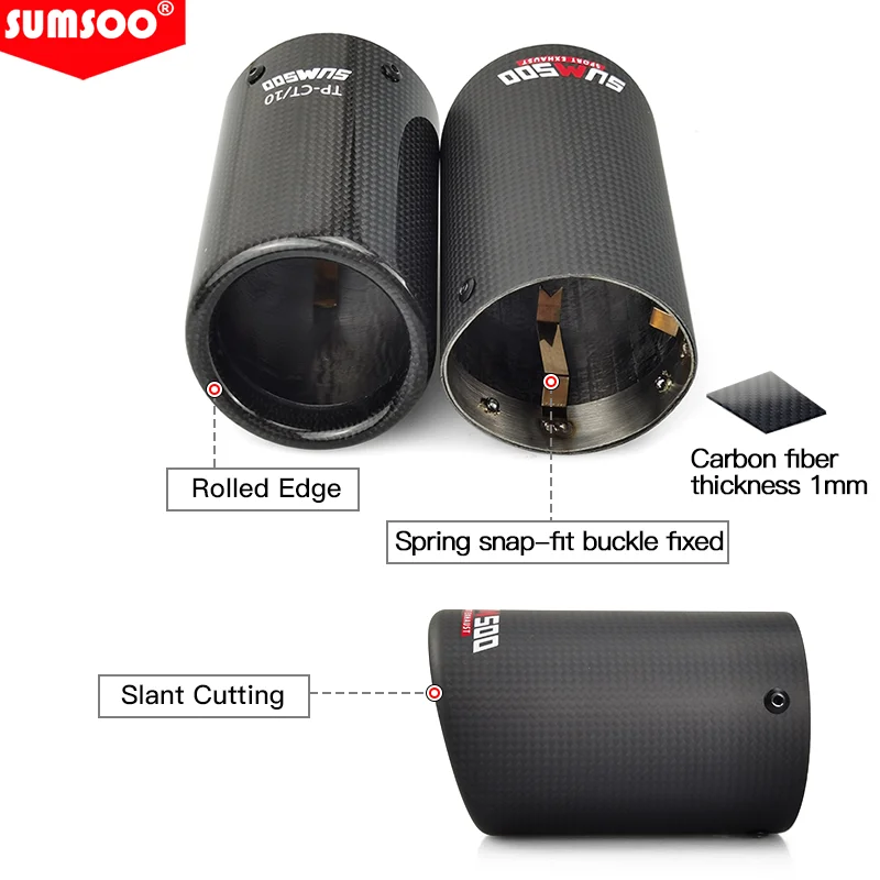 SUMSOO genuine Car Universal Exhaust Pipe  Carbon Fiber Cover Exhaust Muffler Pipe Tip case Exhaust Tip housing
