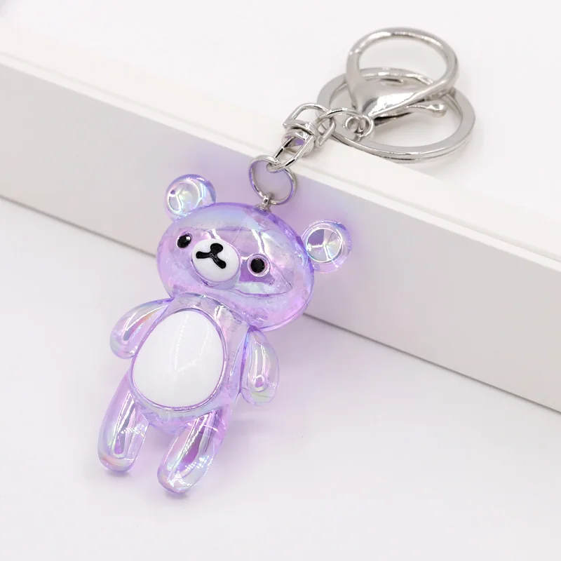 Fashion Women Jewelry Keychain for Women Bag Cute Acrylic Bear Pendant   Car Key Chain Hangging Female Girl Gifts