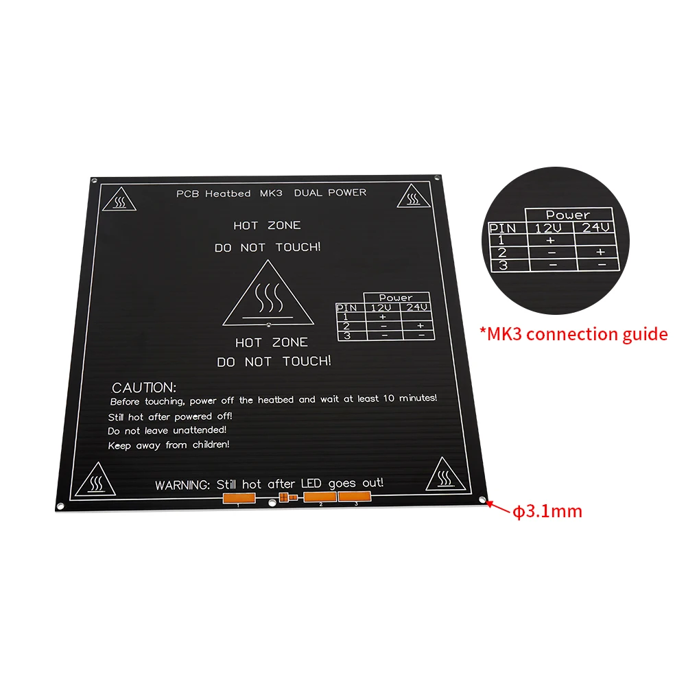 PCB Heated Bed For Prusa MK2A MK3 3D Printer Hot bed Plate 12V 24V 150/214/220/300mm Printing Platform