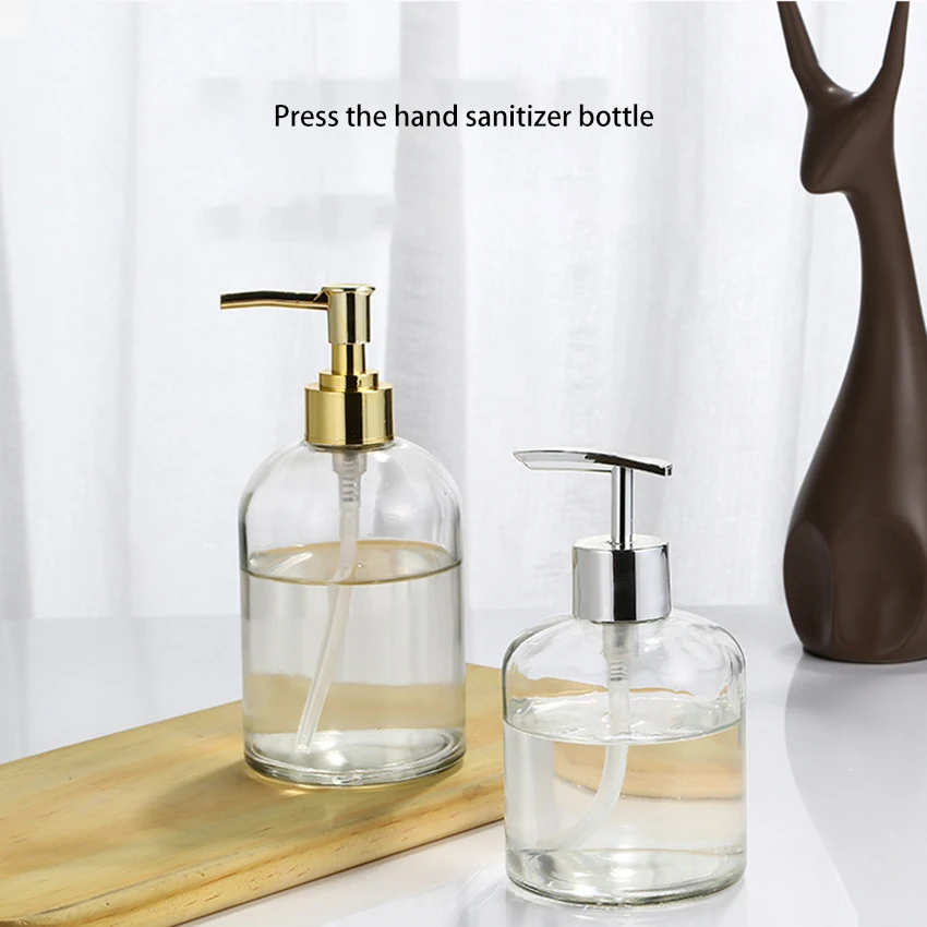 350ml 450ml Refillable Bottles Press Type Handwashing Fluid Empty Bottles Transparent Glass Replacement Bottles for Bathroom