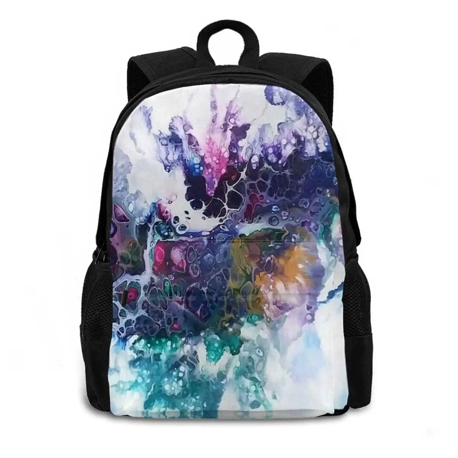 Mochila de grande capacidade para escola, 15 polegadas, floresta, céu, oceano, paisagem de água, sonhos, fantasia Cottage, camping, abstrato