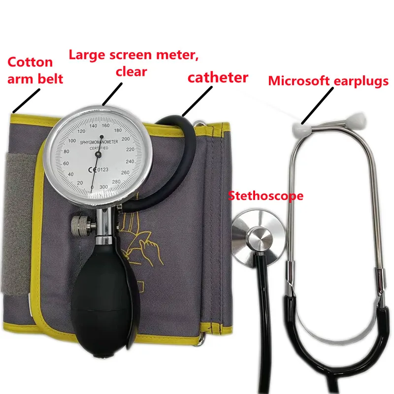 Household Traditional Blood Pressure Gauge With Stethoscope, Liquidless Blood Pressure Gauge, Handheld Precise Measurement,