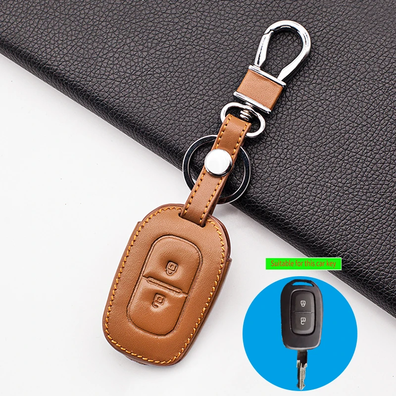 2 Button Car Leather Remote Key Fob Cover Case For Renault Kwid Traffic symbol For Dacia sandero Logan Duster 2016 2017 2018