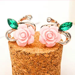 2021Korean Version Of The Lady Rose Flower Resin Rose Flower Earrings Foreign Trade New Ear Jewelry Wholesale Flower Earrings