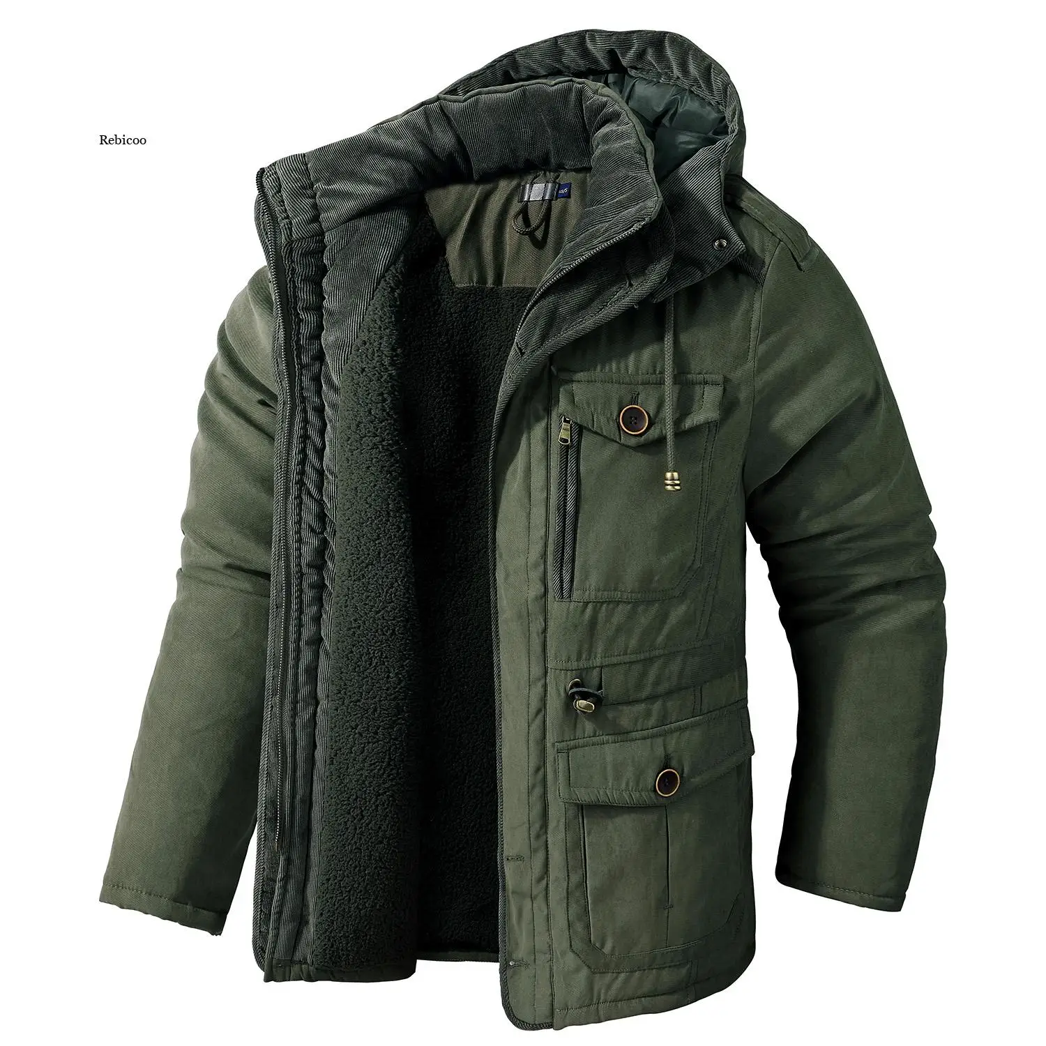 Jaqueta de carga militar casual masculina, algodão grosso, casaco de parka quente, quebra-vento masculino, casacos de inverno novos