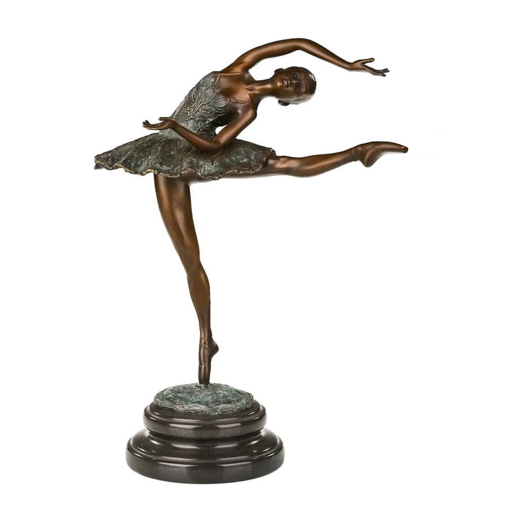 

Ballet Dance Statue Bronze Young Girl Dancing Sculpture Modern Figurine Ballerina Art Gorgeous Home Decoration Gifts