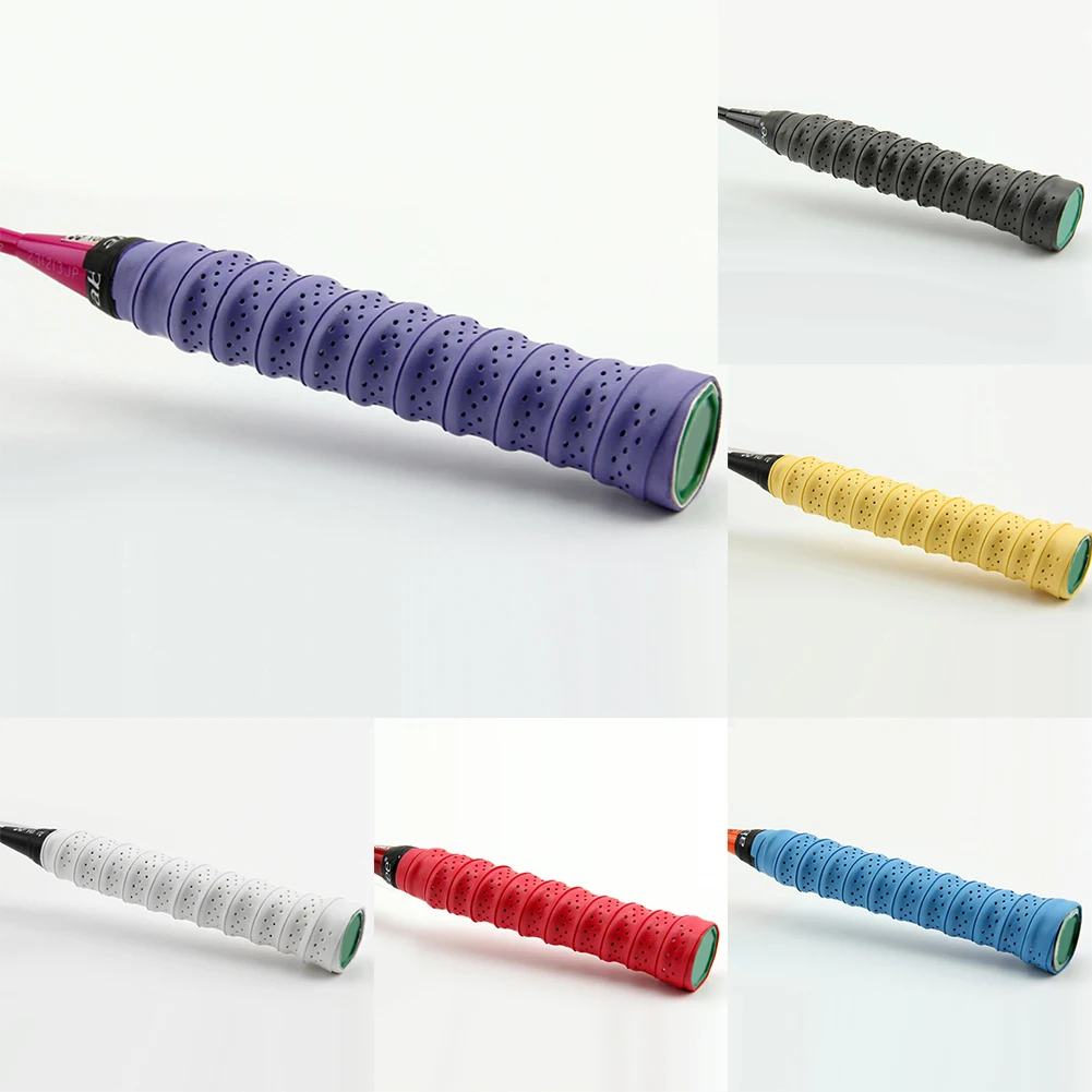 1คู่ Non-Slip Breathable หลุมเทนนิสแบดมินตัน Racquet จับ Overgrips เทปแบดมินตันอุปกรณ์เสริม