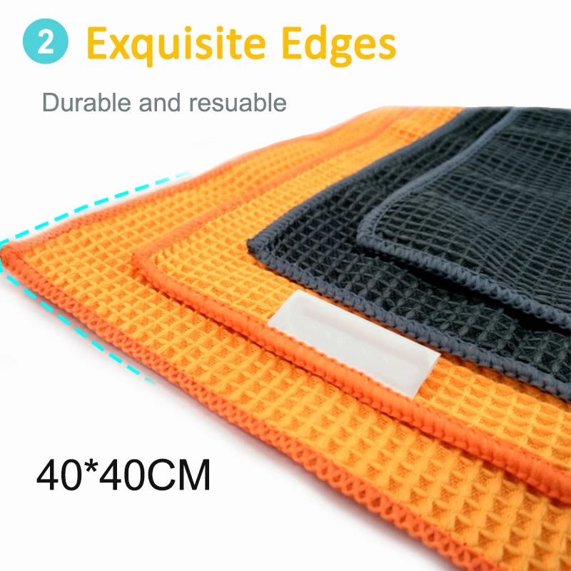 Car Wash Towel Waffle Weave Car Cleaning Drying Cloth Microfiber Towel Car Care Cloth Cleaning Rag for Car Kitchen Window Bath