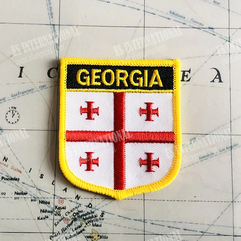 GEORGIA  National Flag Embroidery Patches Badge Shield And Square Shape Pin One Set On The Cloth Armband   Backpack  Decoration