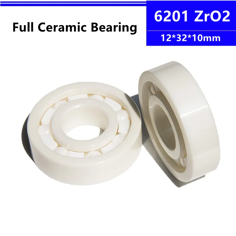 

4pcs/10pcs ZrO2 ceramic bearing 6201 12*32*10mm Zirconia Full Ceramic Deep Groove Ball Bearing 12x32x10mm