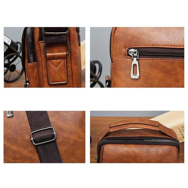 Men Business Vintage Soft PU Single Shoulder Messenger Bag for Work High Quality