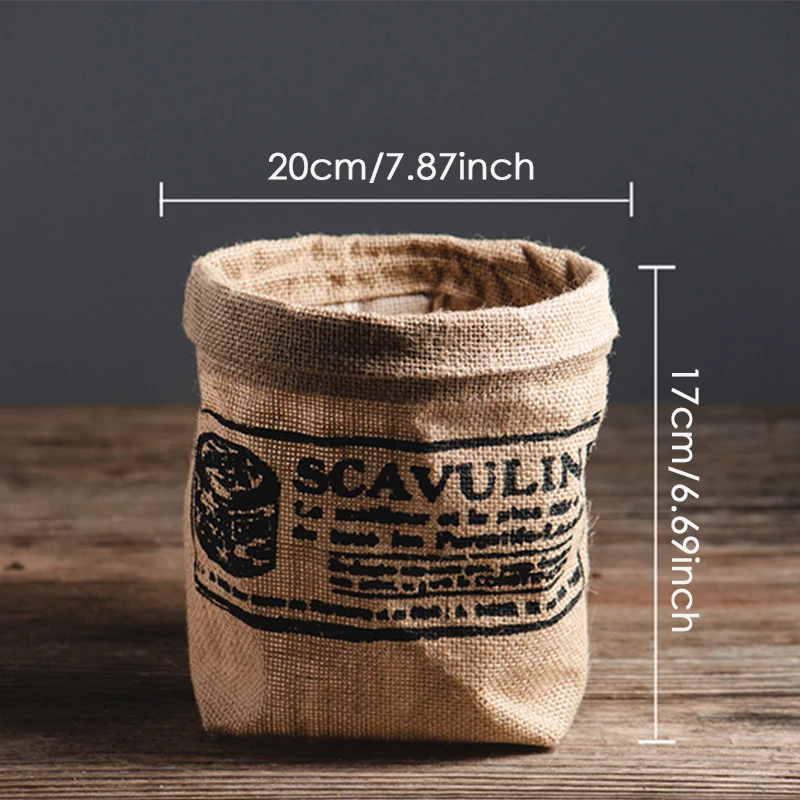 Retro Jute Storage Bag Cotton Linen Flower Bucket Photography Props Rice Bread Holder Bags Food Shooting Background Tools