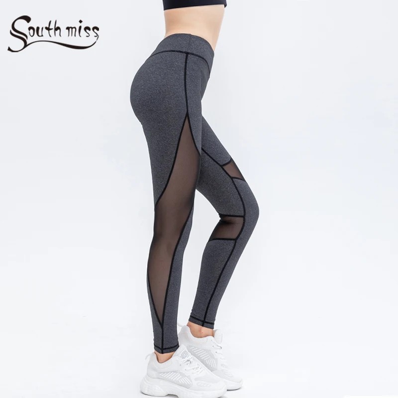 Premium szary joga Legging seksowny oddychający siatkowy Patchwork spodenki do ćwiczeń wysoki wzrost Hollow Push Up szybkie suche kompresyjne rajstopy sportowe