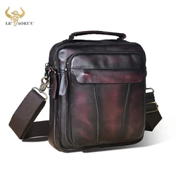 Crazy Horse Leather Male Casual Design Shoulder Messenger bag Fashion Wine Cross-body Bag 8