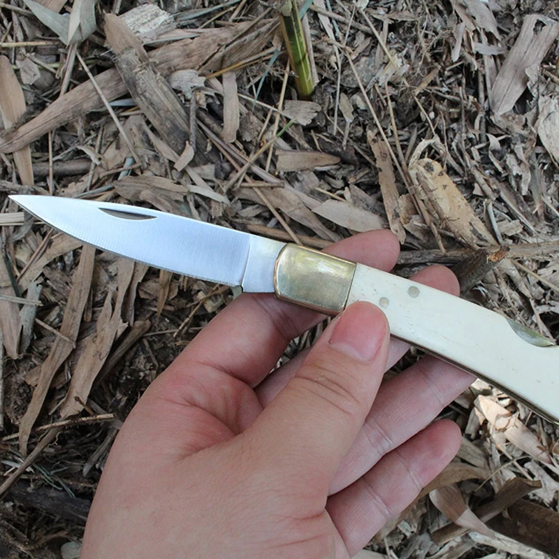 6.3inch Cattle Bone HandlePortable Folding Knife Natural Outdoor Survival Hunting Knives Fishing Kitchen Pocket EDC Collection