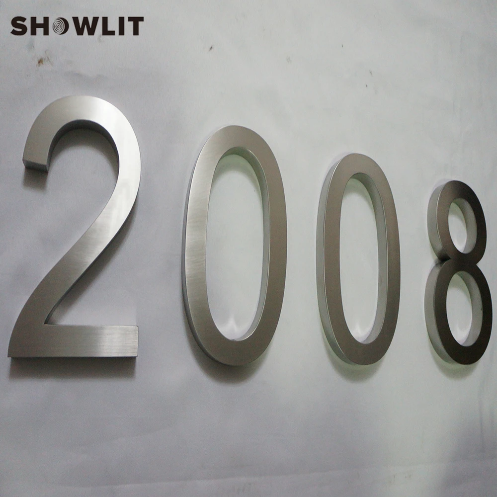 12'' Brushed Steel Door Numbers Custom Made Modern Numbers For Home Decoration Individual Home Numbers