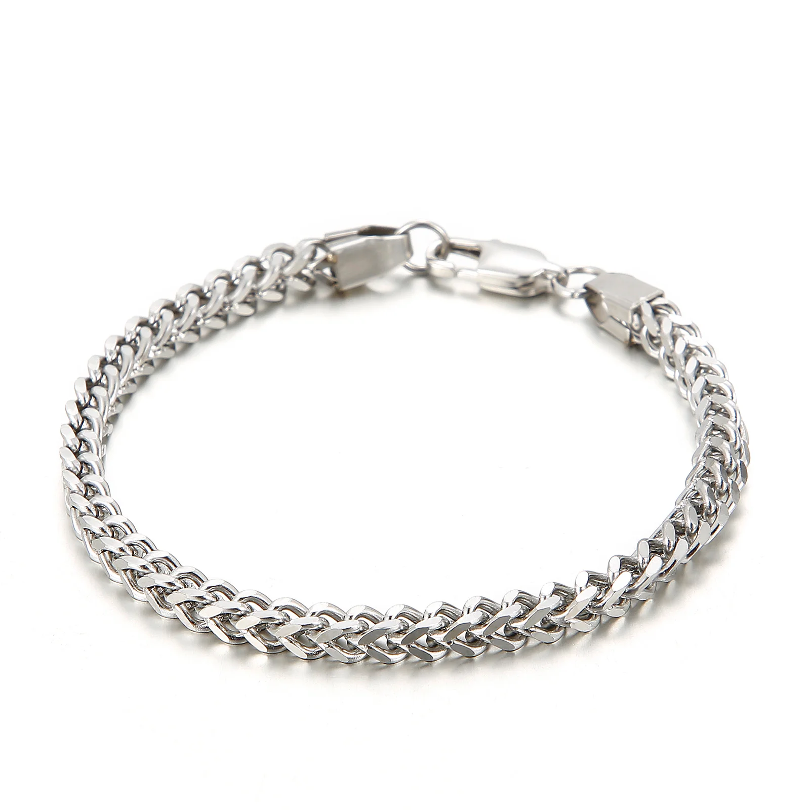 2/3/4/5mm Wide Simple Chunky Stainless Steel Chain Men's Bracelet Hip Hop Metal Accessories