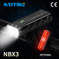 NATFIRE LED Bike Light USB Rechargeable Bicycle Flashlight with Rear Light IPX5 Waterproof 5200-1200mAh Aluminum MTB Headlight