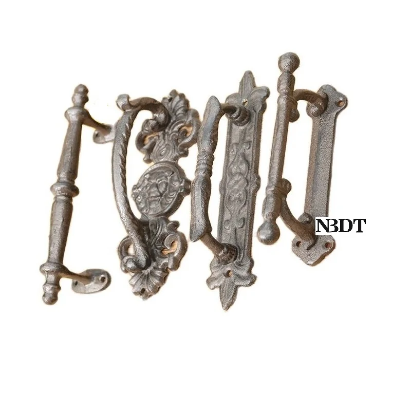 2Pcs Rustic Vingtage Cast Iron Barn Door Pull Handle Gate Garden Fence Sliding Garage Shed