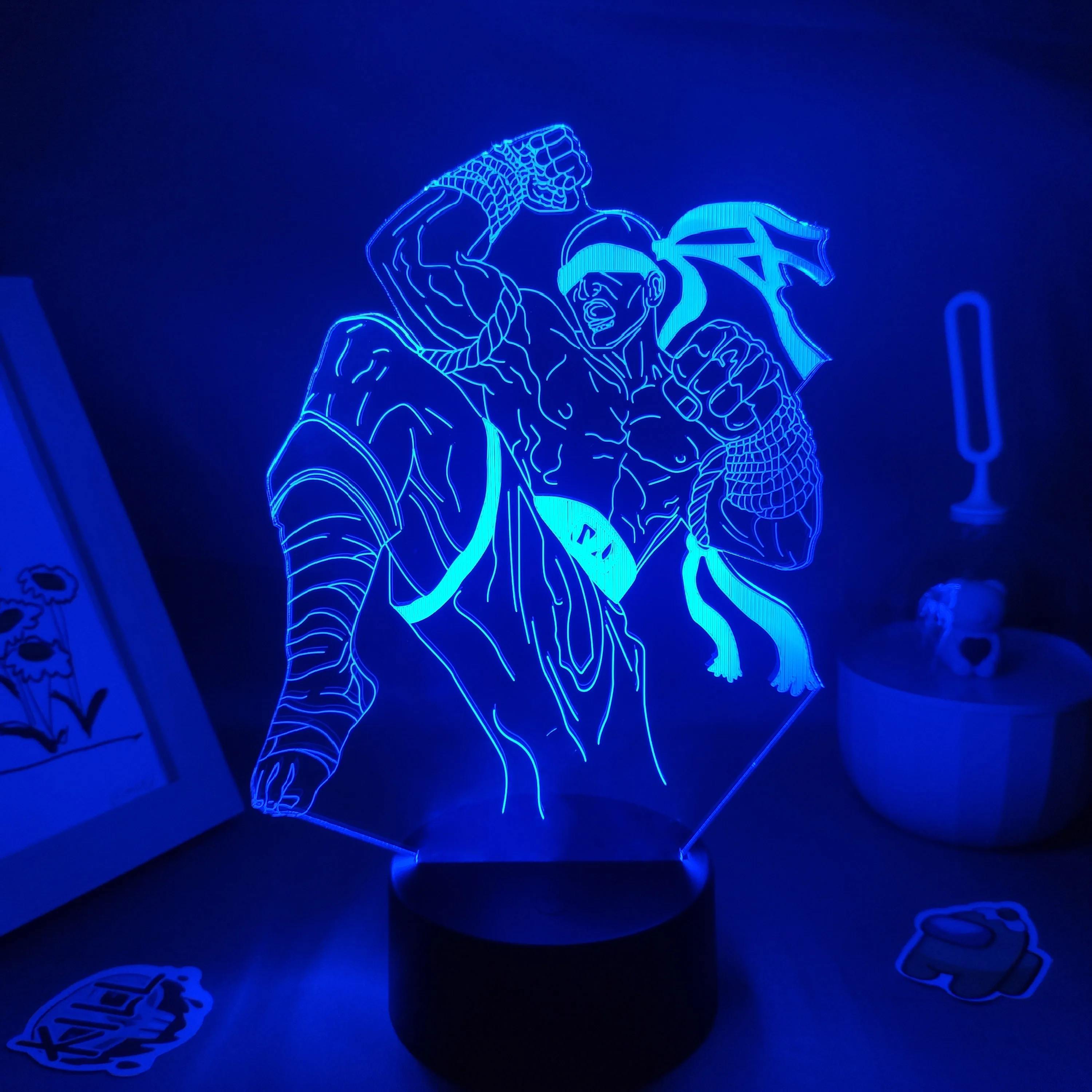 LOL Game Figure The Blind Monk Lee Sin Lamp 3D Led RGB Neon Night Lights Gift Friend Room Table Colorful Decor League of Legends