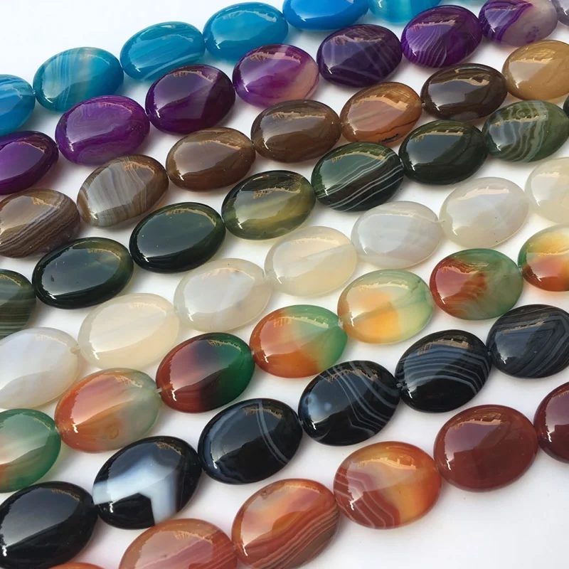 22X30mm 13pcs/Strand Natural Oval Stripe Onyx Beads in a Variety of Colors DIY Charm Bracelet Agates Necklace Jewelry Making