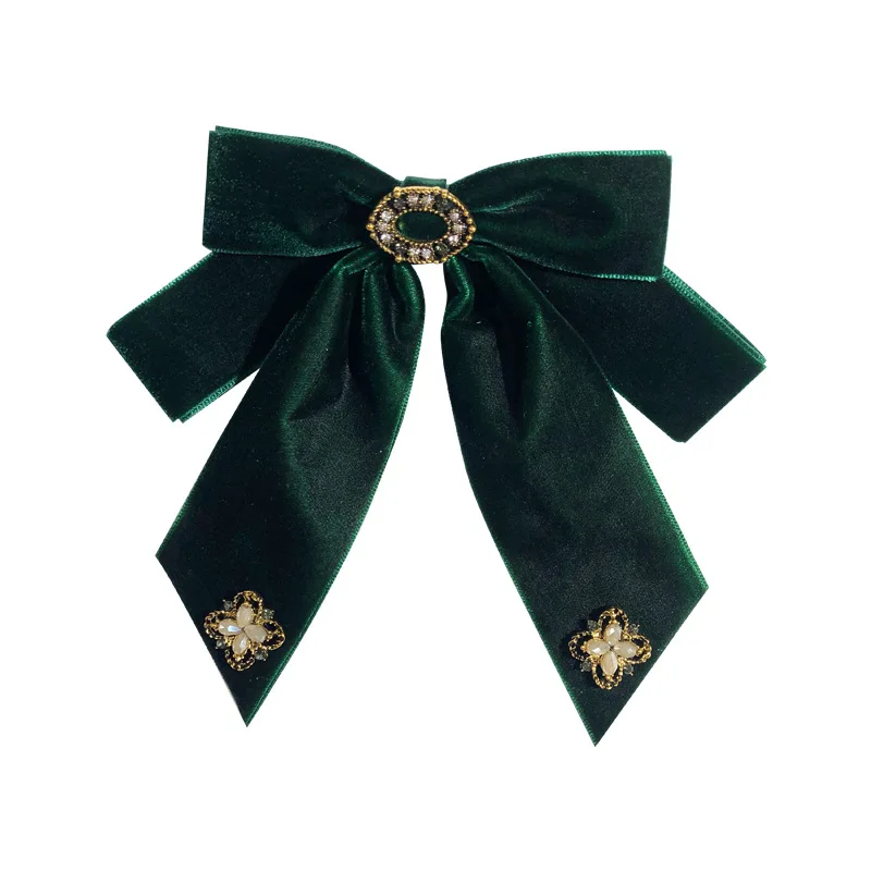 Retro Samt Fliege Brosche Pins Stoff Blume Strass Krawatte Weibliche Hemd Kragen Luxulty Schmuck für Frauen Zubehör – Detail 5